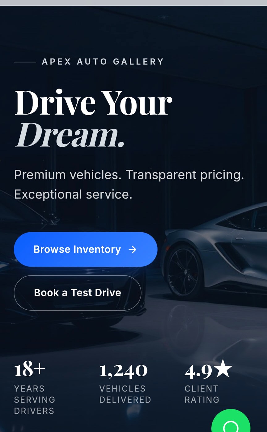 Apex Auto Gallery — Premium Website designed by Faith Web Designs