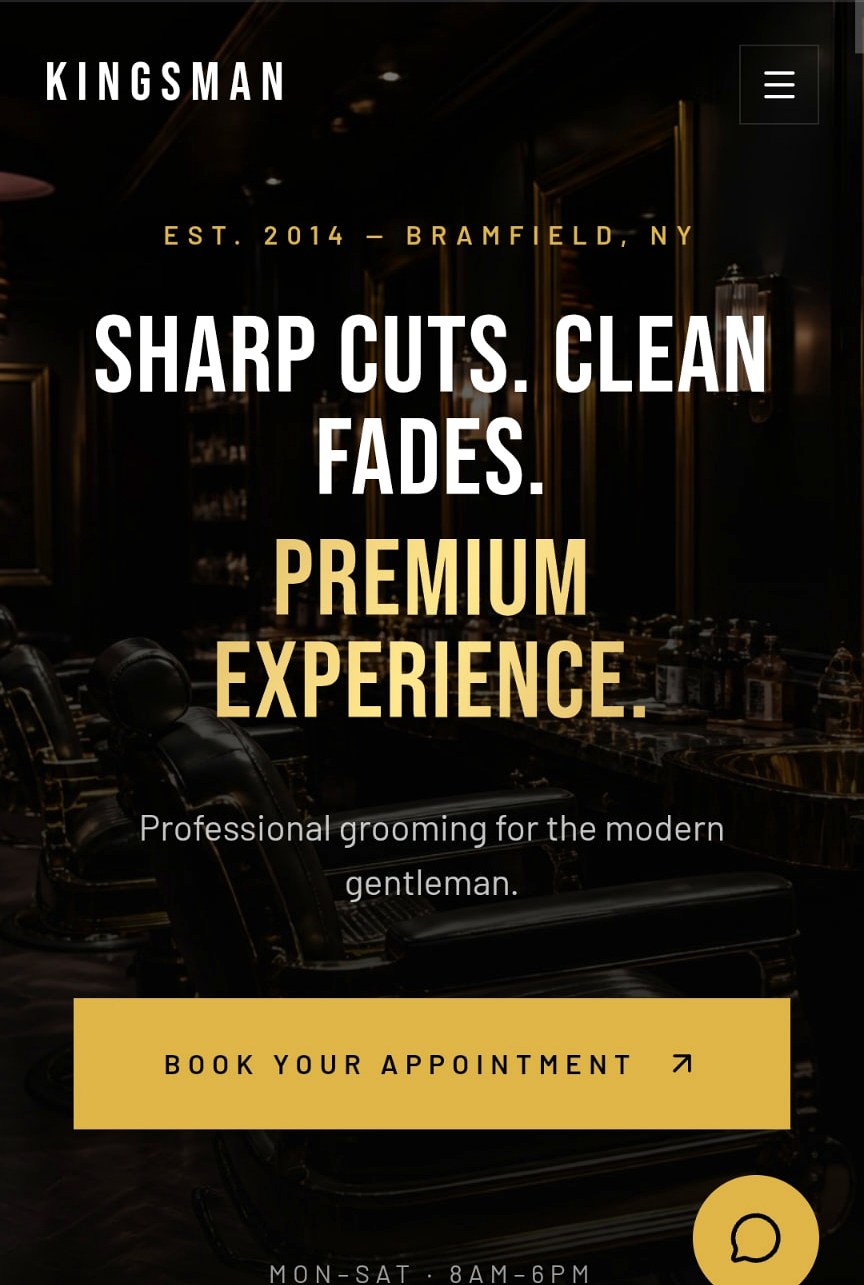 Kingsman Barbershop — Booking Website designed by Faith Web Designs